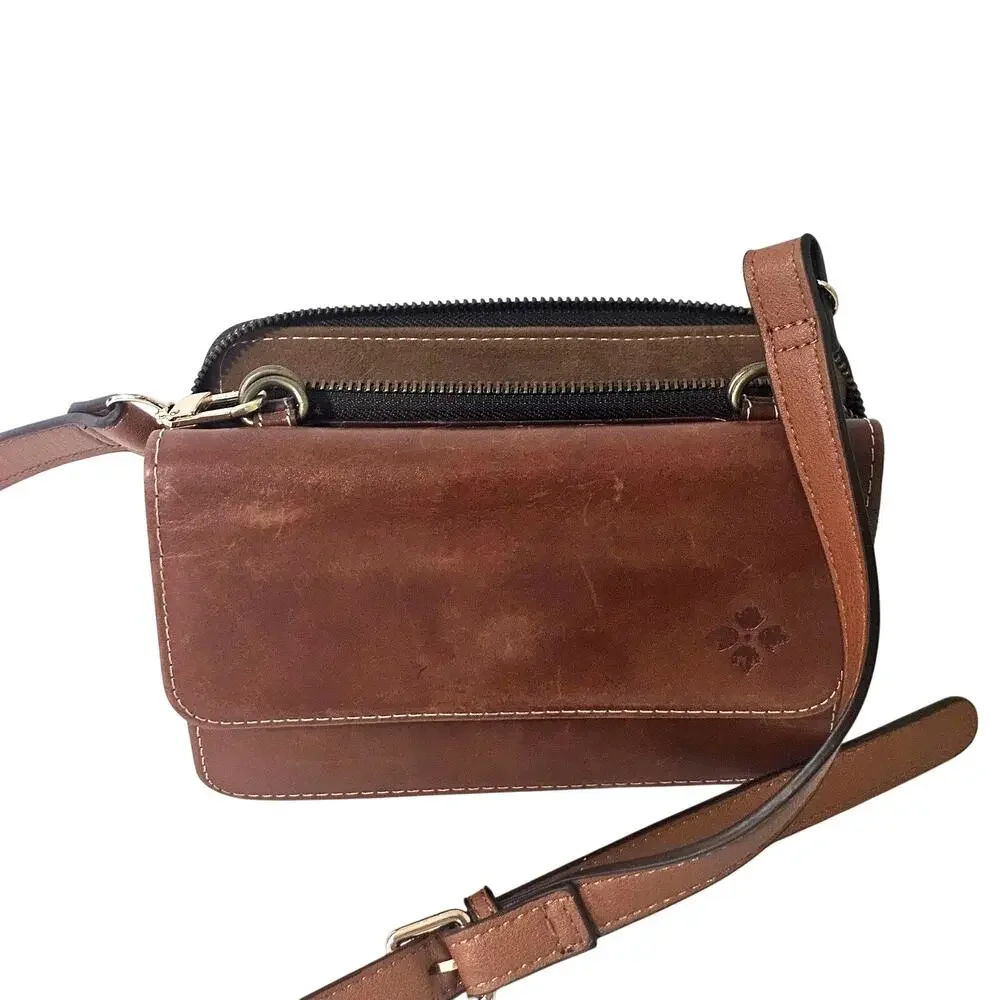 Patricia Nash Crossbody Purse  Brown  Leather Ajustable Strap *Read